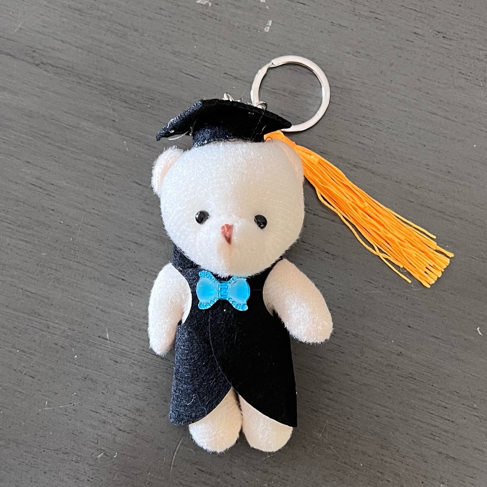 Graduate Grad Teddy Bear 4.5" Stuffed Animal Black Robe Gold Tassel Hat Keychain